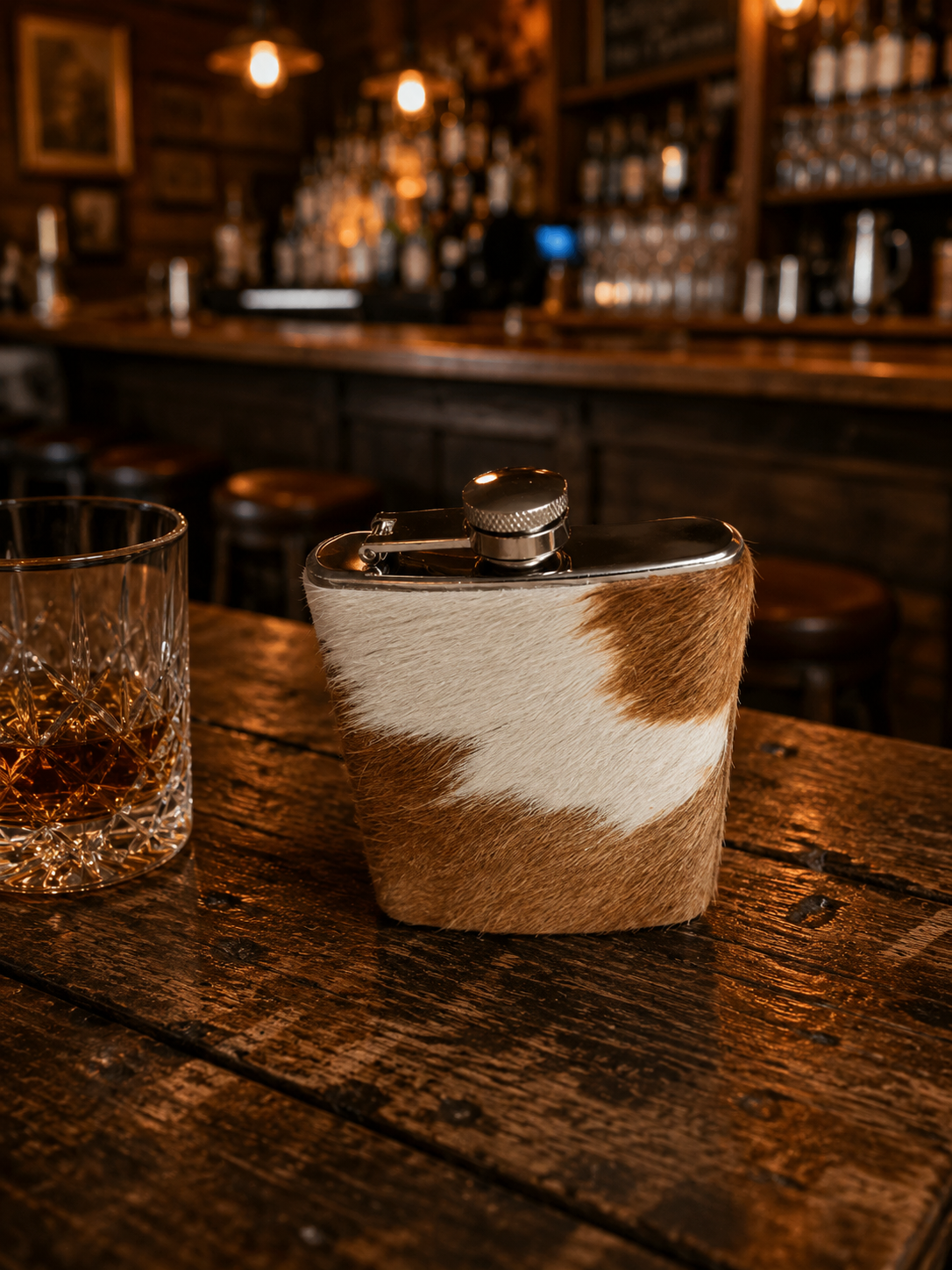 Mountain Trail Flask in Caramel Hair-on Hide - second view