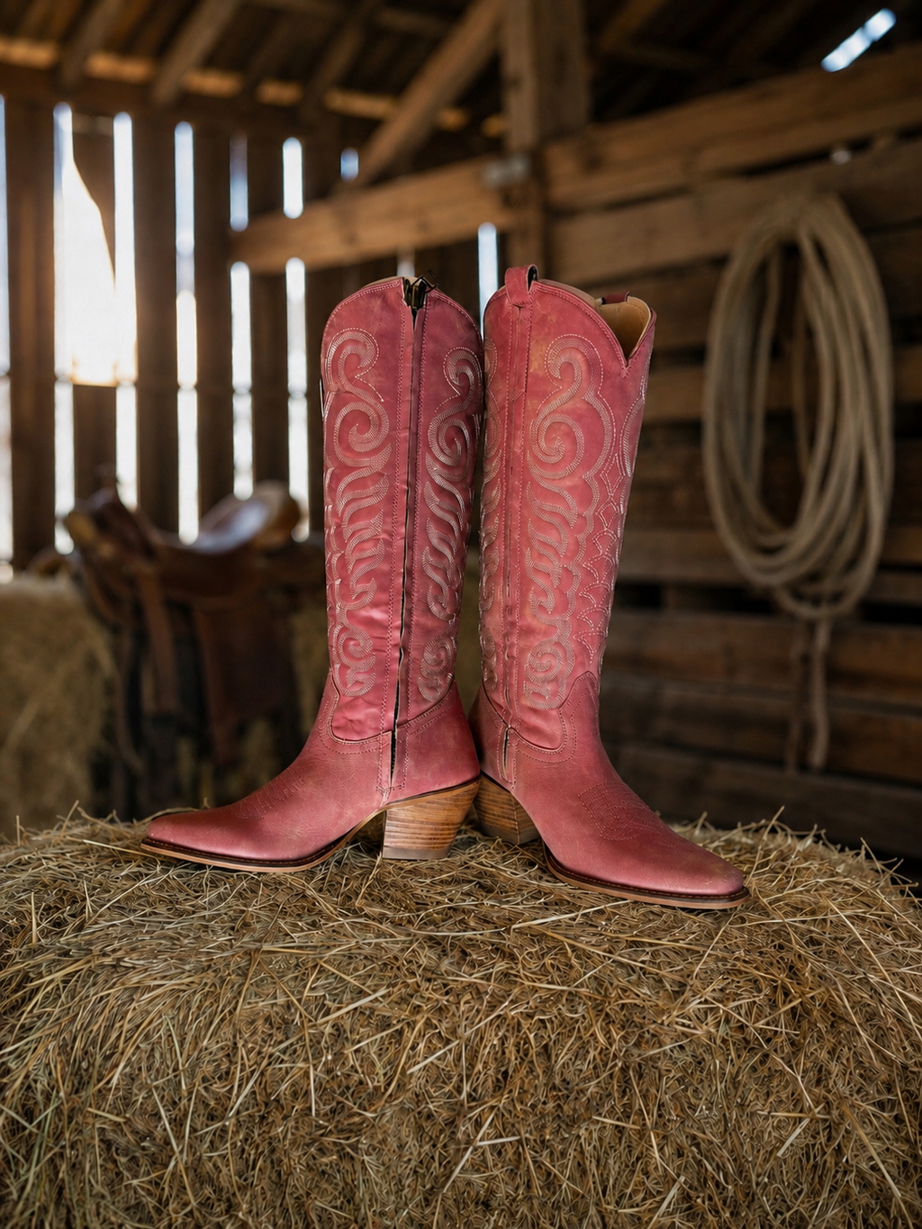 Nalejandra Boots in Pink - barn view