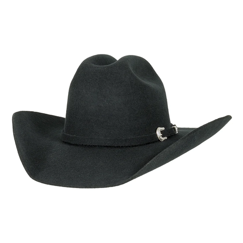 Black Cattleman wool felt cowboy hat with matching felt band and silver-coloured buckle