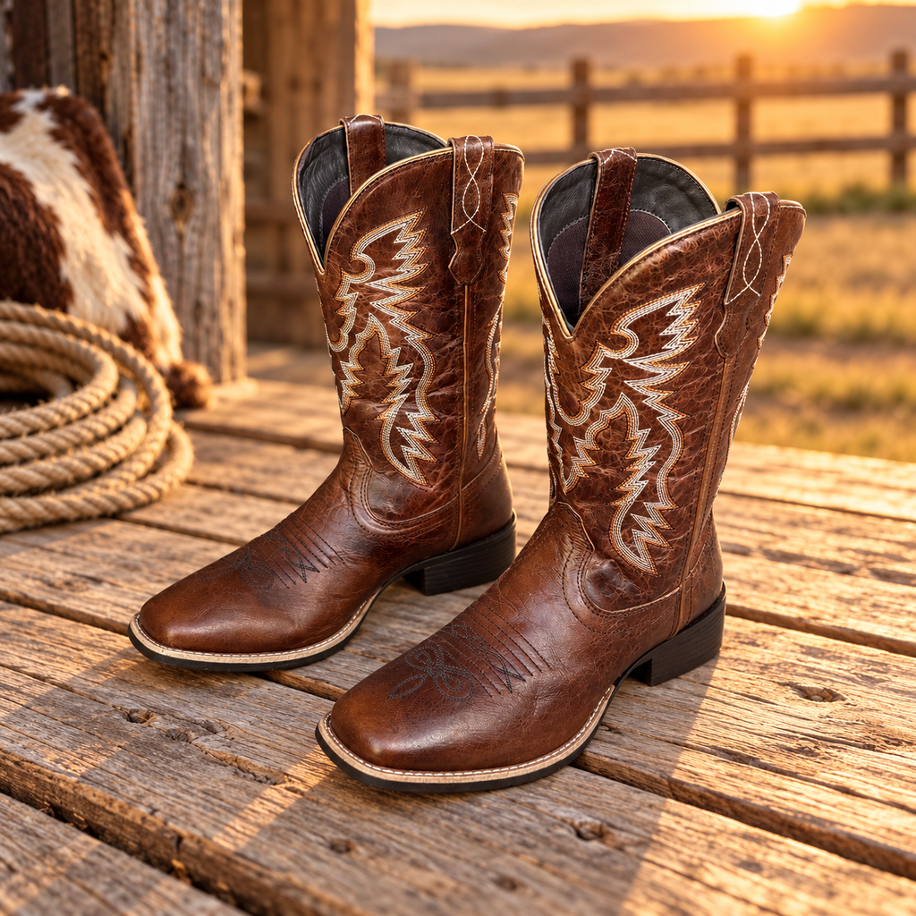 Myra Salvage Oesle Brown Leather Cowboy Boots