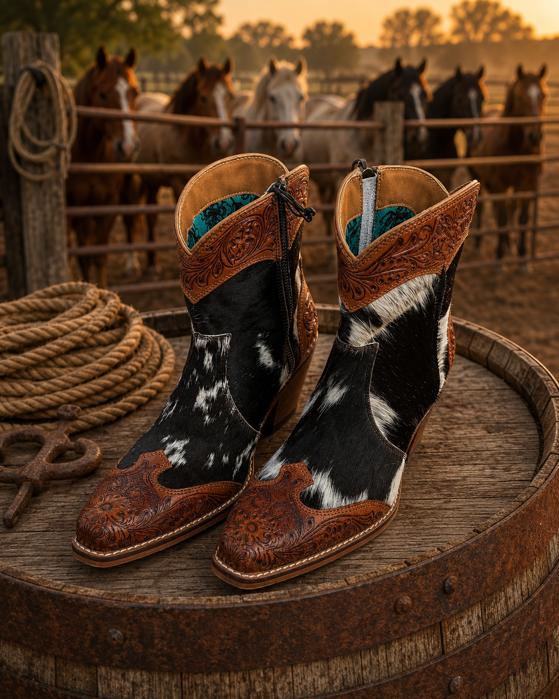 Silverado Hair-on Hide & Hand-tooled Boots