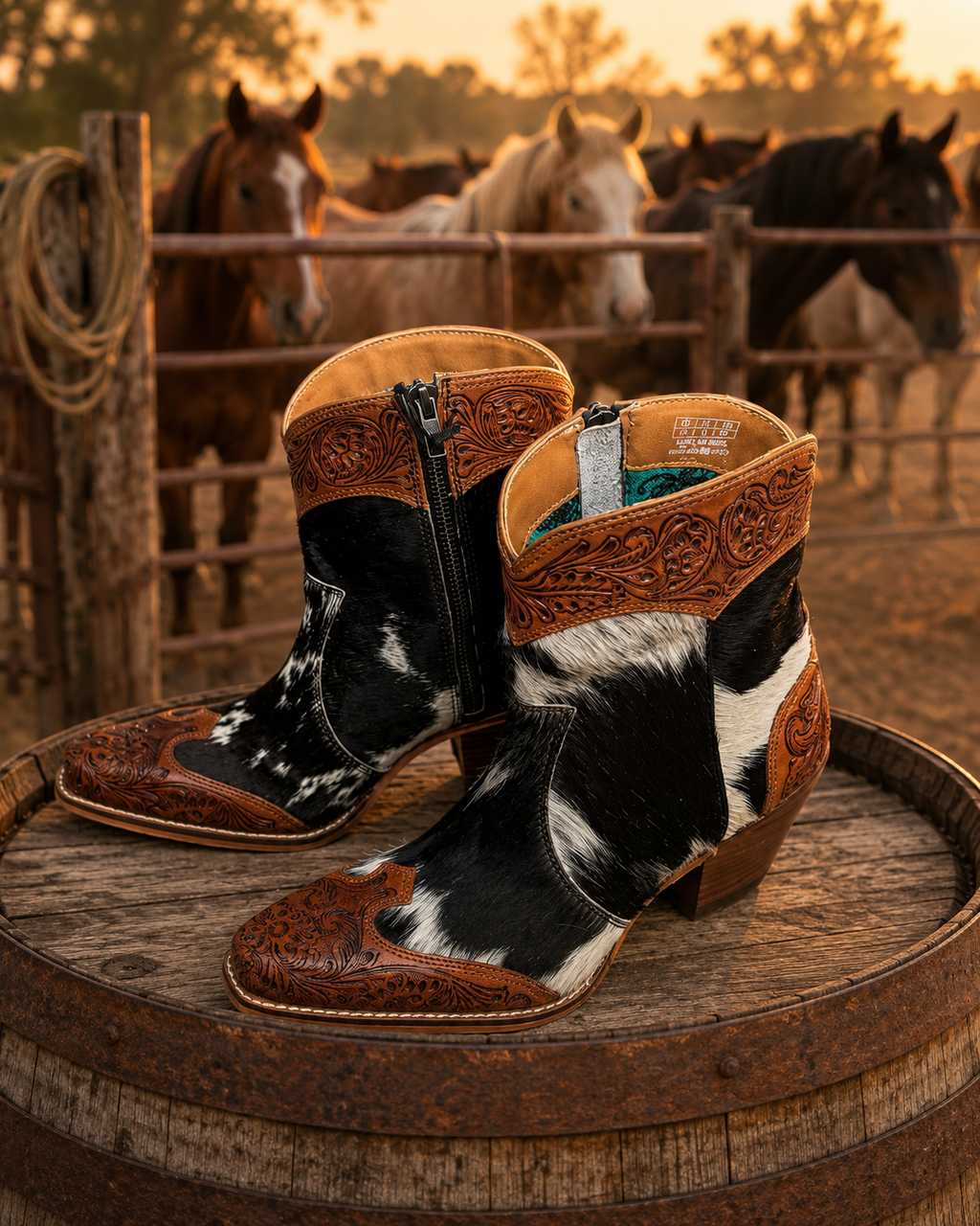 Silverado Hair-on Hide & Hand-tooled Boots