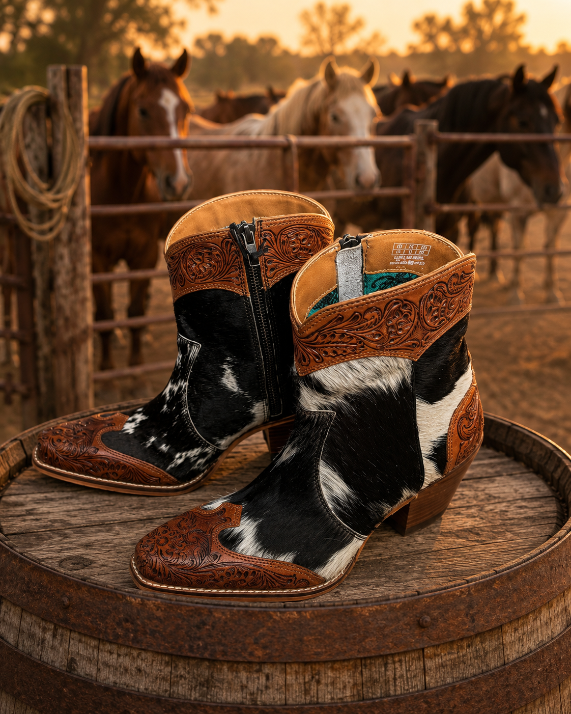 Silverado Hair-on Hide & Hand-tooled Boots